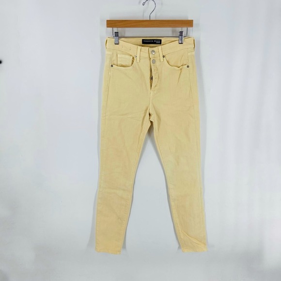 Veronica Beard Denim - Veronica Beard Pale Mustard Yellow Button-Fly Maera Skinny Jeans Size 29/8